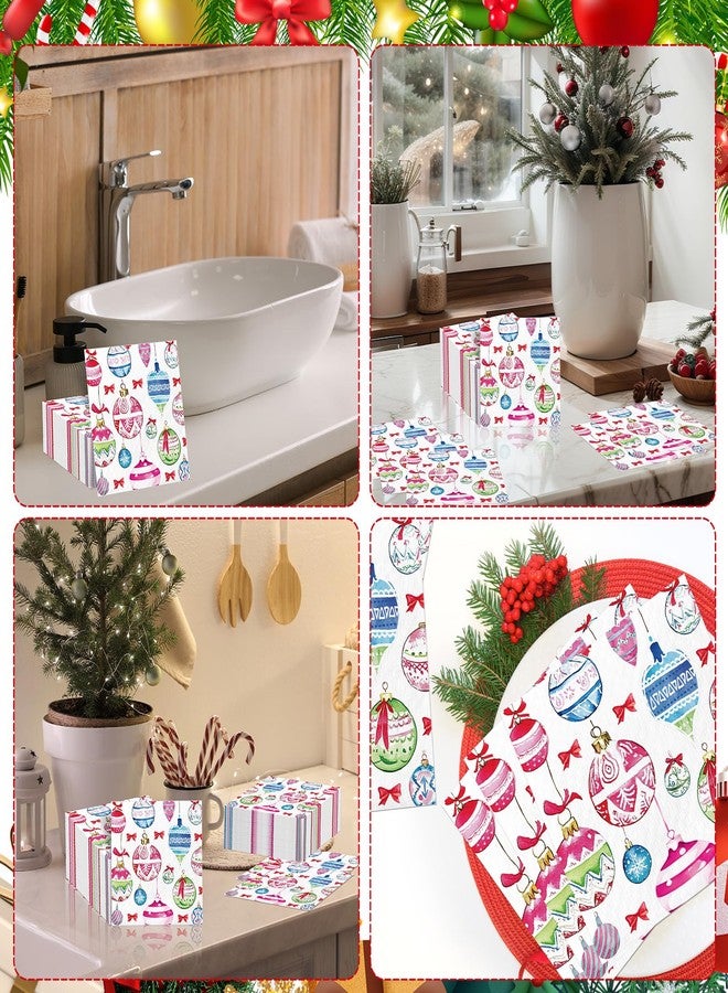 ojustbeok 50Pcs Christmas Paper Napkins Xmas Hanging Ball Disposable Guest Napkins Vintage Christmas Ornaments Balls Holiday Party Decorations Supplies for Bathroom Kitchen Merry Winter Daily Table Decor Favor - Image 5